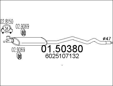 MTS 01.50380 - Средний глушитель выхлопных газов autospares.lv
