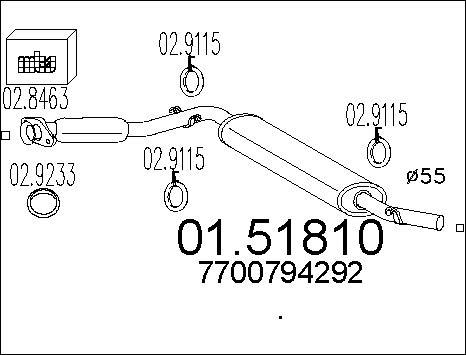 MTS 01.51810 - Средний глушитель выхлопных газов autospares.lv