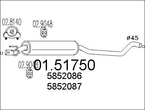 MTS 01.51750 - Средний глушитель выхлопных газов autospares.lv