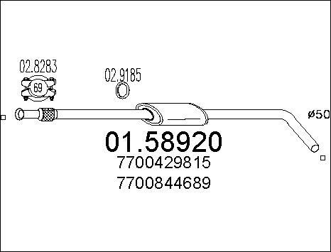 MTS 01.58920 - Средний глушитель выхлопных газов autospares.lv