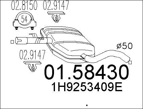 MTS 01.58430 - Средний глушитель выхлопных газов autospares.lv