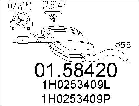 MTS 01.58420 - Средний глушитель выхлопных газов autospares.lv