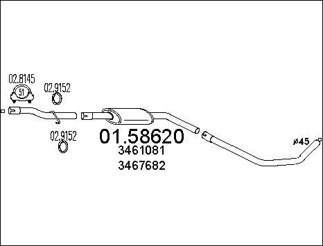 MTS 01.58620 - Средний глушитель выхлопных газов autospares.lv