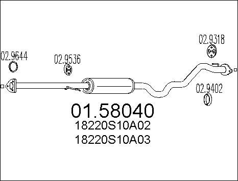 MTS 01.58040 - Средний глушитель выхлопных газов autospares.lv