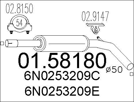 MTS 01.58180 - Средний глушитель выхлопных газов autospares.lv