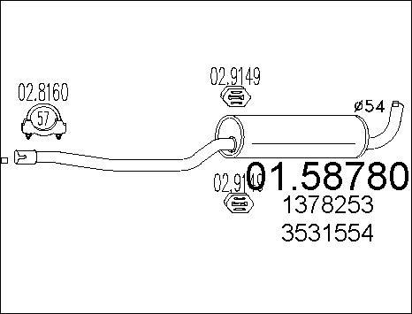 MTS 01.58780 - Средний глушитель выхлопных газов autospares.lv