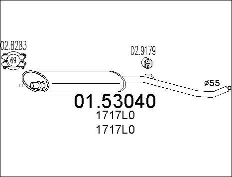 MTS 01.53040 - Средний глушитель выхлопных газов autospares.lv