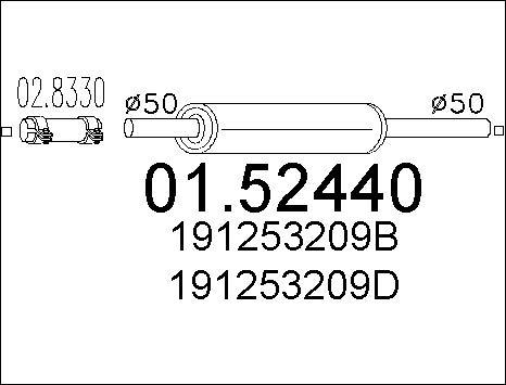 MTS 01.52440 - Средний глушитель выхлопных газов autospares.lv