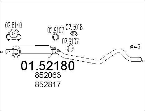 MTS 01.52180 - Средний глушитель выхлопных газов autospares.lv