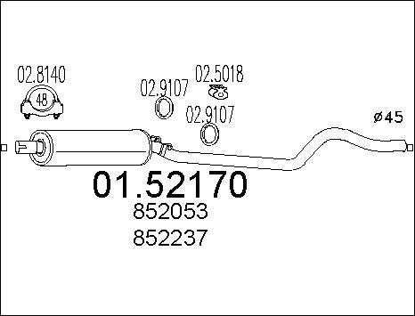 MTS 01.52170 - Средний глушитель выхлопных газов autospares.lv