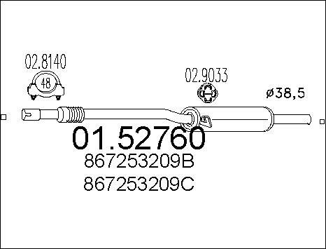 MTS 01.52760 - Средний глушитель выхлопных газов autospares.lv