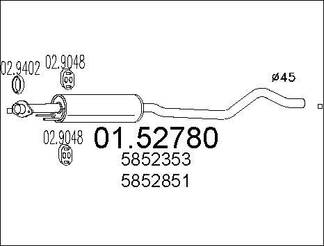 MTS 01.52780 - Средний глушитель выхлопных газов autospares.lv