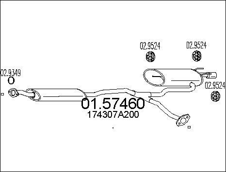 MTS 01.57460 - Средний глушитель выхлопных газов autospares.lv