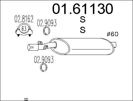 MTS 01.61130 - Глушитель выхлопных газов, конечный autospares.lv