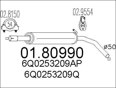 MTS 01.80990 - Средний глушитель выхлопных газов autospares.lv