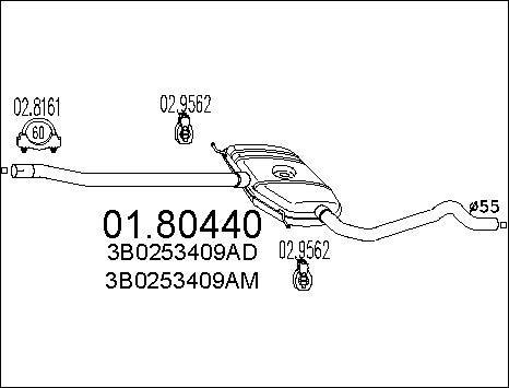 MTS 01.80440 - Средний глушитель выхлопных газов autospares.lv