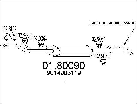 MTS 01.80090 - Средний глушитель выхлопных газов autospares.lv