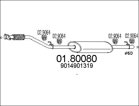 MTS 01.80080 - Средний глушитель выхлопных газов autospares.lv