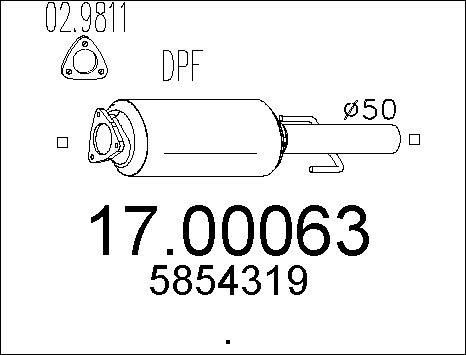 MTS 17.00063 - Сажевый / частичный фильтр, система выхлопа ОГ autospares.lv