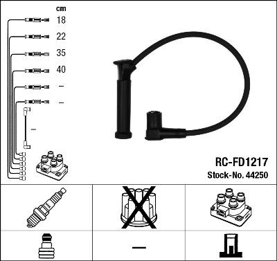 NGK 44250 - Комплект проводов зажигания autospares.lv