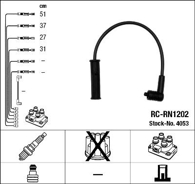 NGK 4053 - Комплект проводов зажигания autospares.lv