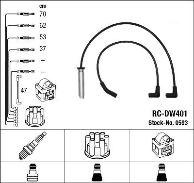 NGK 0593 - Комплект проводов зажигания autospares.lv