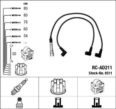 NGK 0511 - Комплект проводов зажигания autospares.lv