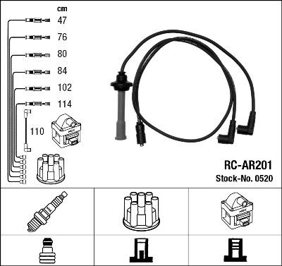 NGK 0520 - Комплект проводов зажигания autospares.lv