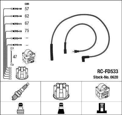 NGK 0628 - Комплект проводов зажигания autospares.lv