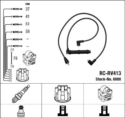 NGK 0888 - Комплект проводов зажигания autospares.lv