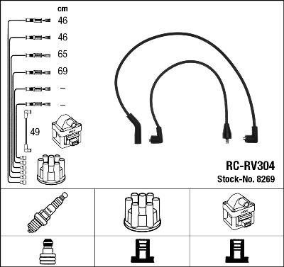 NGK 8269 - Комплект проводов зажигания autospares.lv