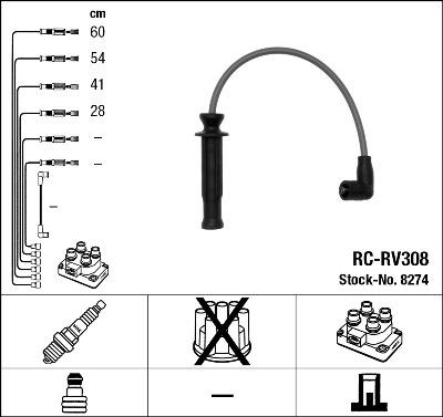 NGK 8274 - Комплект проводов зажигания autospares.lv