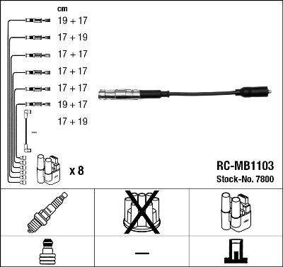 NGK 7800 - Комплект проводов зажигания autospares.lv