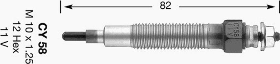 NGK CY58 - Свеча накаливания autospares.lv