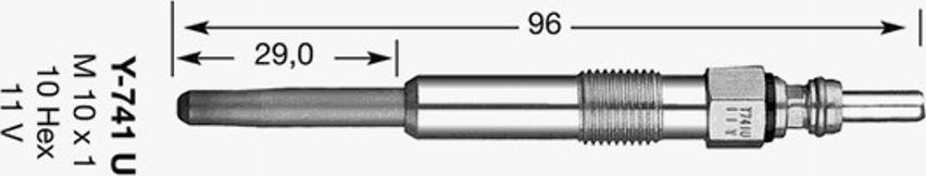 NGK Y-741U - Свеча накаливания autospares.lv