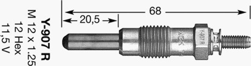 NGK Y-907R - Свеча накаливания autospares.lv