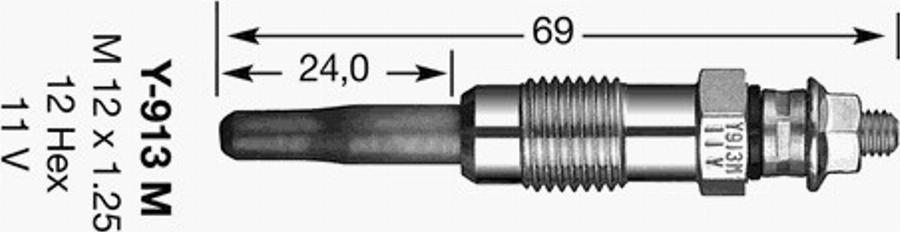 NGK Y-913M - Свеча накаливания autospares.lv