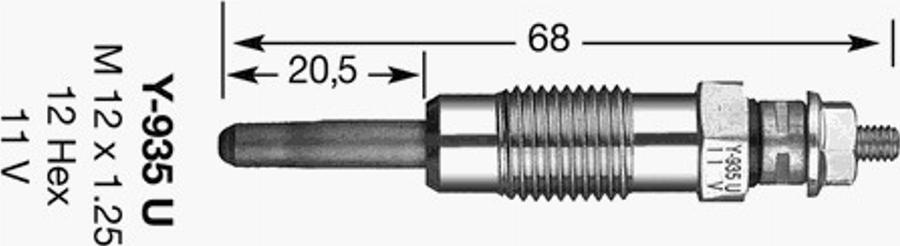 NGK Y-935U - Свеча накаливания autospares.lv