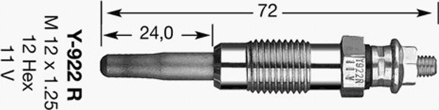 NGK Y-922R - Свеча накаливания autospares.lv