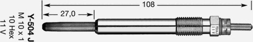NGK Y-504J - Свеча накаливания autospares.lv