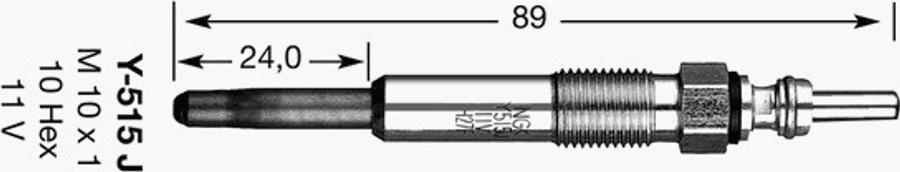 NGK Y-515J - Свеча накаливания autospares.lv