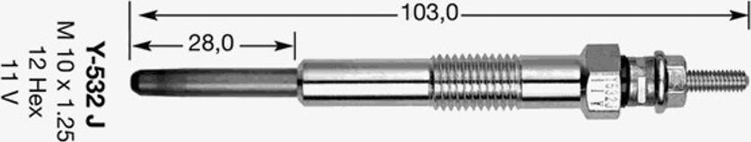 NGK Y-532J - Свеча накаливания autospares.lv