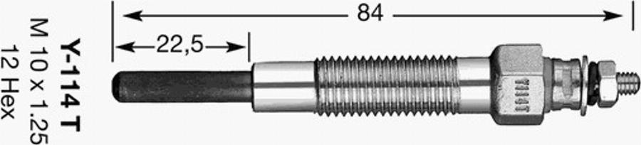 NGK Y-114T - Свеча накаливания autospares.lv