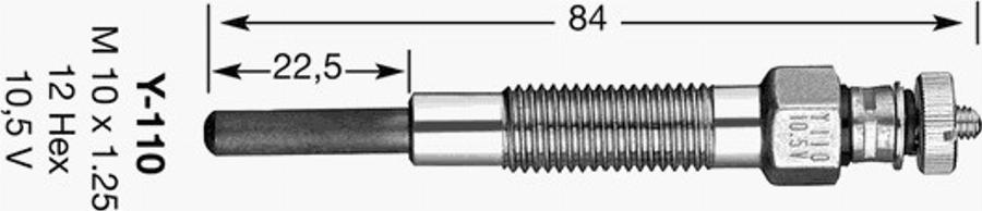 NGK Y-110 - Свеча накаливания autospares.lv