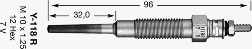 NGK Y-118 R - Свеча накаливания autospares.lv