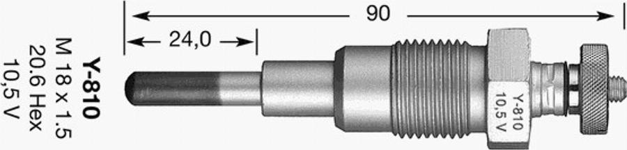 NGK Y-810 - Свеча накаливания autospares.lv