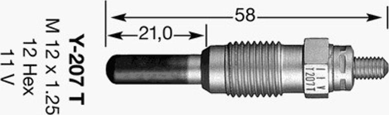 NGK Y-207T - Свеча накаливания autospares.lv