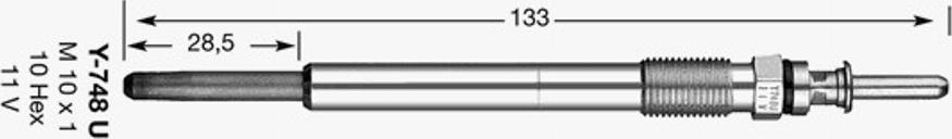 NGK Y-748U - Свеча накаливания autospares.lv