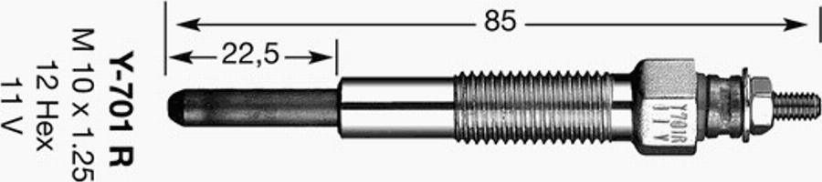 NGK Y-701 R - Свеча накаливания autospares.lv