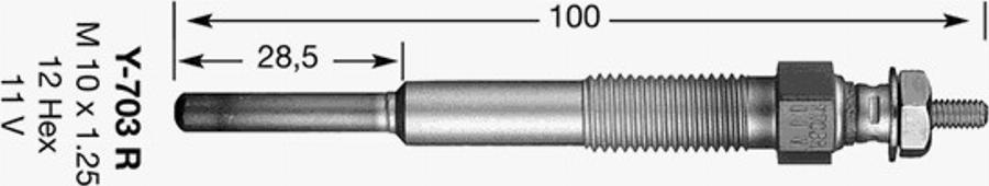 NGK Y-703 R - Свеча накаливания autospares.lv